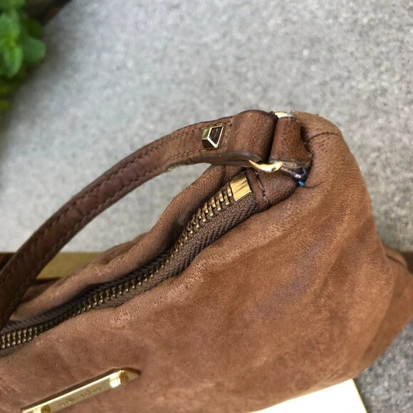 STELLA & DOT Leather Chain Crossbody Purse Brown Bag Zipper Womens - Picture 11 of 13